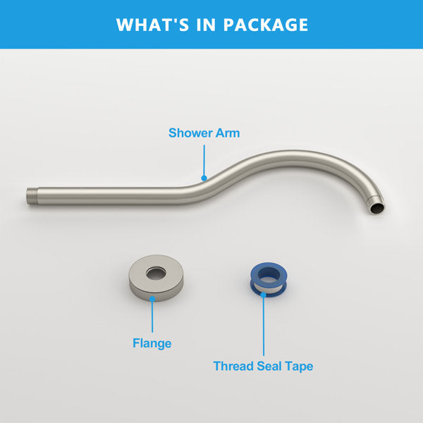 Lordear 17'' Brass S-Shape Rainfall Shower Head Extender Arm from Lordear