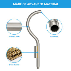 Lordear 17'' Brass S-Shape Rainfall Shower Head Extender Arm from Lordear
