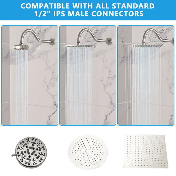 Lordear 17'' Brass S-Shape Rainfall Shower Head Extender Arm from Lordear