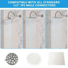 Lordear 17'' Brass S-Shape Rainfall Shower Head Extender Arm from Lordear