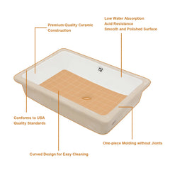 Lordear White Ceramic Rectangle Undermount Bathroom Sink with Overflow from Lordear