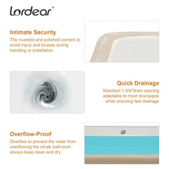 Lordear White Ceramic Rectangle Undermount Bathroom Sink with Overflow from Lordear