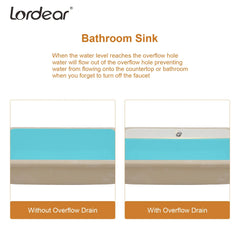 Lordear White Ceramic Rectangle Undermount Bathroom Sink with Overflow from Lordear