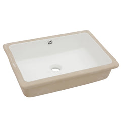 Lordear White Ceramic Rectangle Undermount Bathroom Sink with Overflow from Lordear