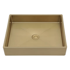 19in L X 15in W Stainless Steel Rectangular Bathroom Sink Above Couter Art Basin with Pop Up Drain-Brushed Gold from Lordear