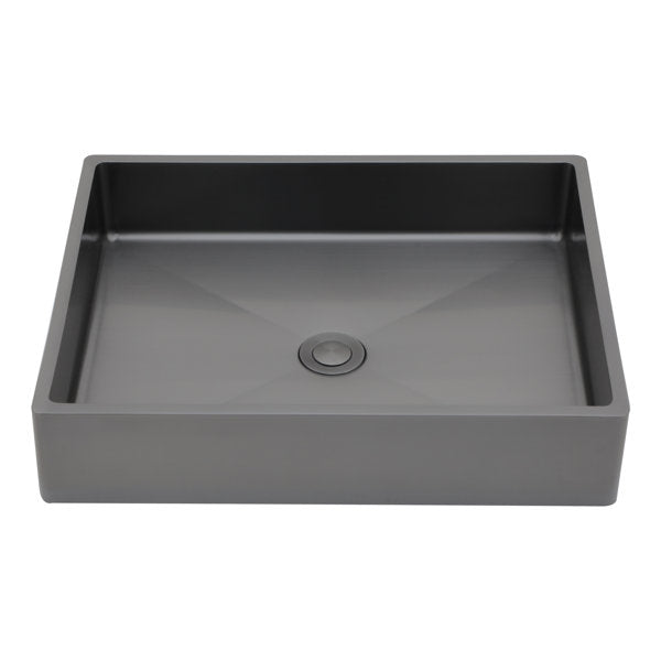 Stainless Sink 19in L X 15in W Stainless Steel Rectangular Bathroom Sink Above Couter Art Basin with Pop Up Drain Gunmetal Black Buy from Lordear