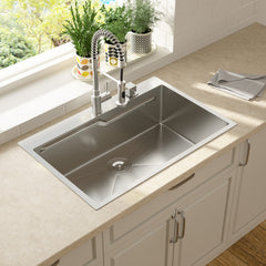 Lordear 33" x 19" Stainless Steel Drop In Single Bowl Worksation Kitchen Sink from Lordear