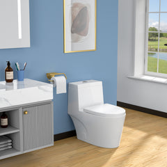 Lordear White Ceramic One Piece Floor Bidet Toilet with Comfort Wider Chair Seat