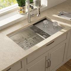 Lordear 33" Stainless Steel Double Bowl Undermount Low Divide Workstation Kitchen Sink  from Lordear