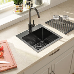 Lordear 15" x 15" Stainless Steel Drop In Single Bowl Prep RV Bar Sink from Lordear