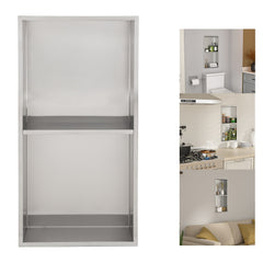 Lordear 12" W x 24" H Stainless Steel Built-in Double Shelf Bathroom Niche  from Lordear