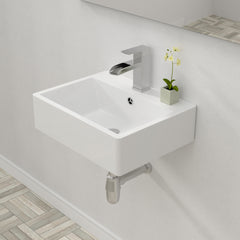 Lordear 21'' Wall Mounted White Porcelain Ceramic Bathroom Sink Bathroom
