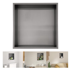 Lordear 14 x 14 Inch Stainless Steel Bathroom Niche Gunmetal Black Shower Wall Niche No Tile Recessed Square for Storage from Lordear