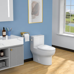 Lordear 1.1/1.6 GPF One Piece Toilet Dual Flush Elongated Toilet Floor Mounted (Seat Included)
