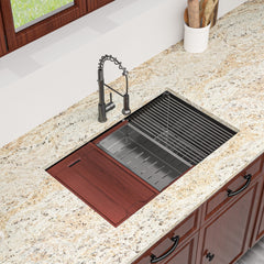 Lordear Stainless Steel Gunmetal Black Single Bowl Undermount Workstation Kitchen Sink from Lordear