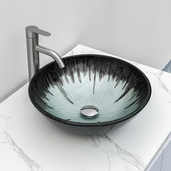 Lordear 16.5'' X 16.5'' Tempered Glass Bathroom Vessel Sink with Pop-up Drain
