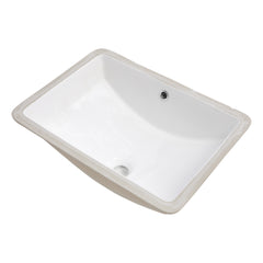 Lordear White Ceramic Rectangular Undermount Bathroom Sink