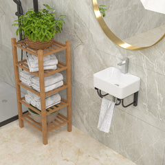 Lordear 16'' x 12'' White Ceramic Wall Mounted Bathroom Sink with Towel Rack from Lordear