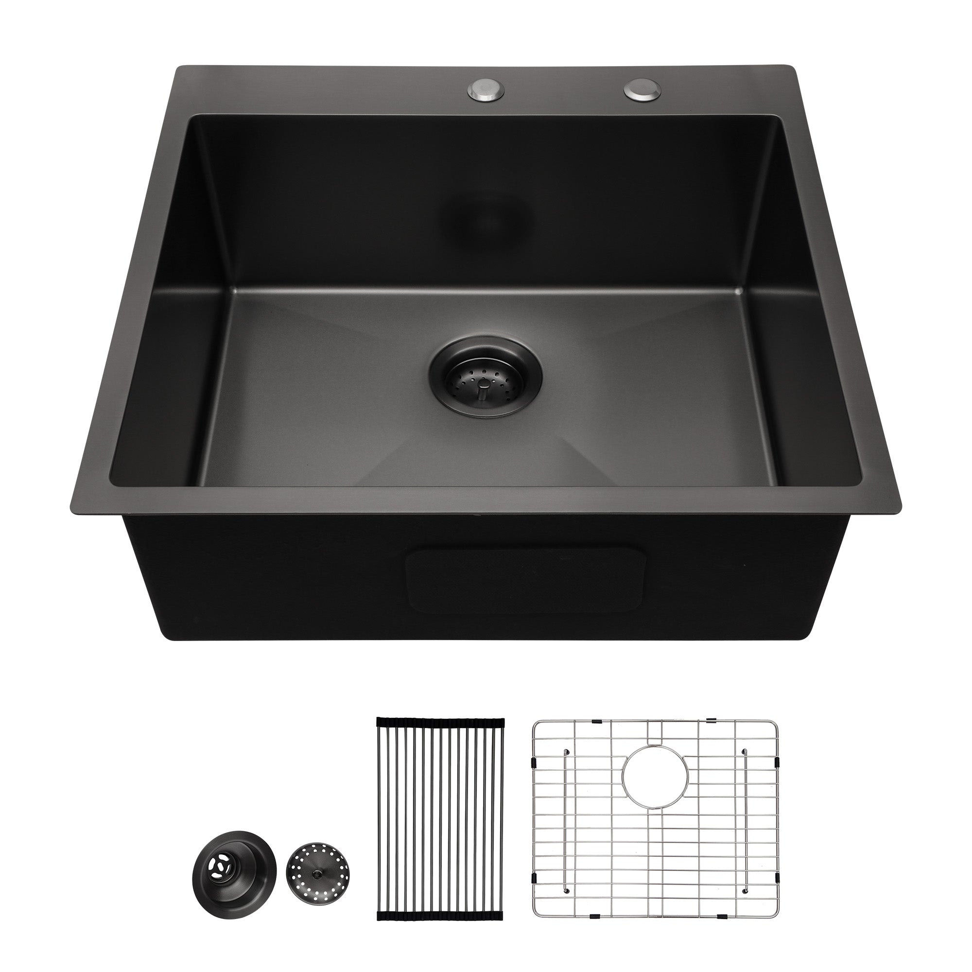 Lordear 25" x 22" Stainless Steel Drop In Gunmetal Black Single Bowl Kitchen Sink from Lordear