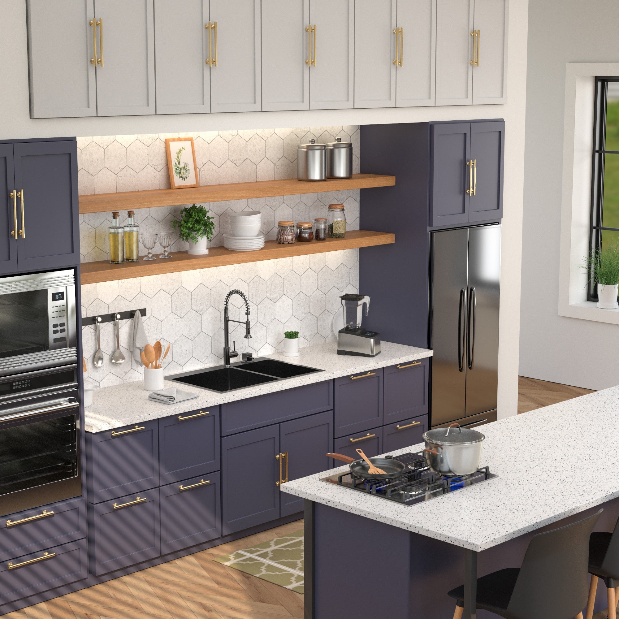 Lordear 33" Stainless Steel Gunmetal Black Double Bowl Drop-in Kitchen Sink from Lordear