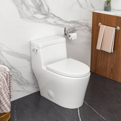 Lordear Single Flush White Ceramic Elongated One Piece Toilet with Comfort Soft Seat