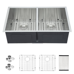 Lordear 32" Stainless Steel Undermount 50/50 Double Bowl Kitchen Sink from Lordear