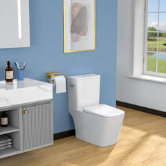 Lordear White Ceramic Elongated Floor One Piece Bidet Toilet with Comfortable Seat