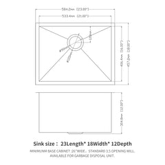 Lordear 21 Laundry Sink 21"/ 23" x 18" x 12" Undermount Utility Sink Single Bowl Sink 16 Gauge Stainless Steel Sink Deep Laundry Room Sink from Lordear