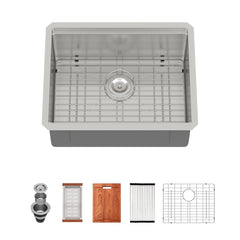 Lordear 23'' Undermount Single Bowl Stainless Steel Workstation Kitchen Sink