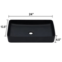 Lordear Ceramic Drop-in Rectangle Bathroom Vessel Sink