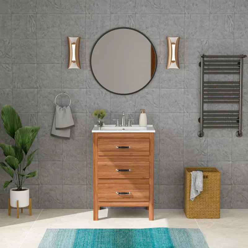 Lordear 24'' White Ceramic Vessel Bathroom Sink from Lordear