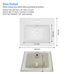 Lordear 24'' White Ceramic Vessel Bathroom Sink from Lordear
