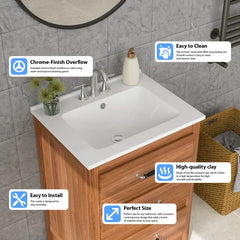 Lordear 24'' White Ceramic Vessel Bathroom Sink from Lordear