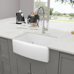 Lordear 24'' White Apron Front Single Bowl Fireclay Farmhouse Sink