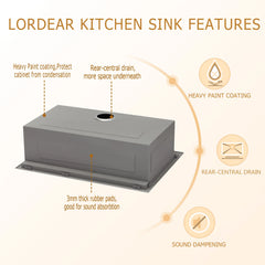 Lordear 25'' x 22'' Drop-in Stainless Steel Workstation Kitchen Sink