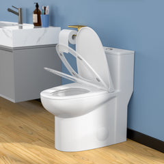 Lordear 1.6 Gallons GPF Elongated Comfort Height Floor Mounted One-Piece Toilet (Seat Included)