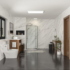 Lordear Framed Neo-Round Double Sliding Clear Tempered Glass Shower Door