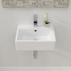 Lordear 21'' Wall Mounted White Porcelain Ceramic Bathroom Sink Bathroom