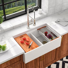 Lordear 33" undermount single-bowl farmhouse kitchen sink