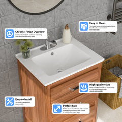 Lordear 24'' White Ceramic Vessel Bathroom Sink