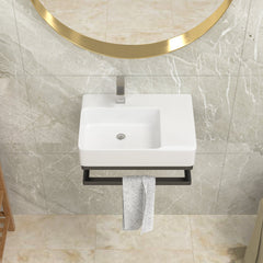 Lordear 23.25'' x 16.5'' White Ceramic Wall Mounted Bathroom Sink with Towel Rack from Lordear