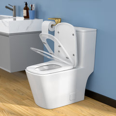 Lordear White Ceramic Elongated Floor One Piece Bidet Toilet with Comfortable Seat