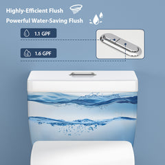 Lordear Rectangular White Ceramic One Piece Toilet with Soft-Close Seat