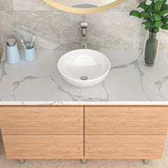Lordear 13'' W x 13'' D White Ceramic Round Vessel Bathroom Sink from Lordear