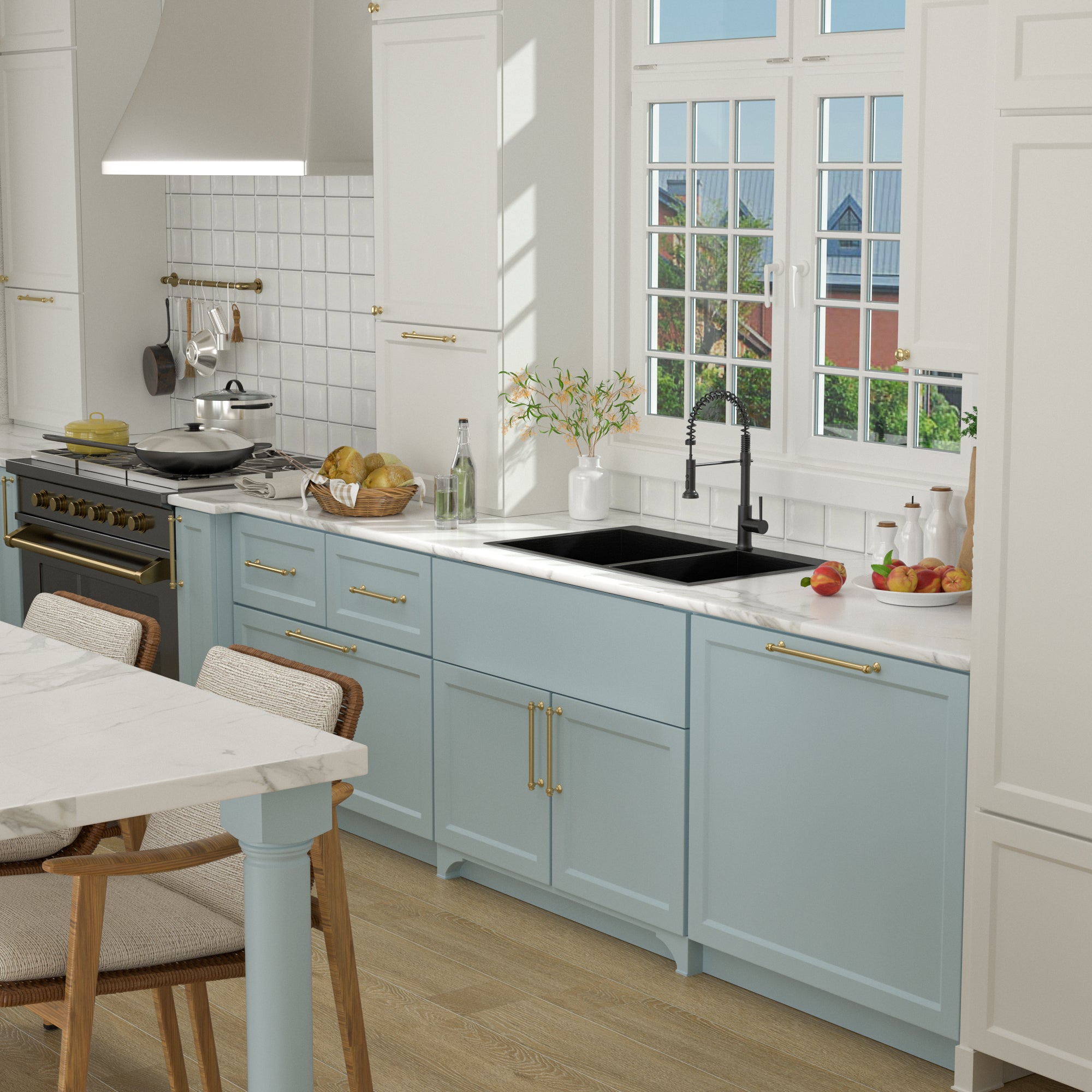 Lordear 33" x 22" Stainless Steel Black 60/40 Double Bowl Drop-In Kitchen Sink from Lordear