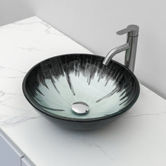 Lordear 16.5'' X 16.5'' Tempered Glass Bathroom Vessel Sink with Pop-up Drain