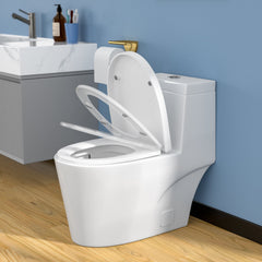 Lordear White Ceramic One Piece Floor Toilet with Comfort Wider Chair Seat