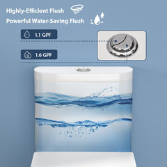 Lordear White Ceramic Stain-Resistant One Piece Toilet for Bathroom