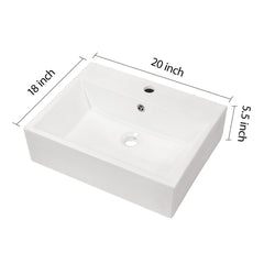 Lordear 21'' Wall Mounted White Porcelain Ceramic Bathroom Sink Bathroom