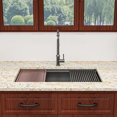 Lordear Stainless Steel Gunmetal Black Single Bowl Undermount Workstation Kitchen Sink from Lordear